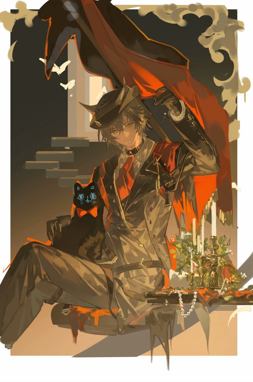phantom and miss christine (arknights) drawn by lin_qing_(phosphorus_1104)