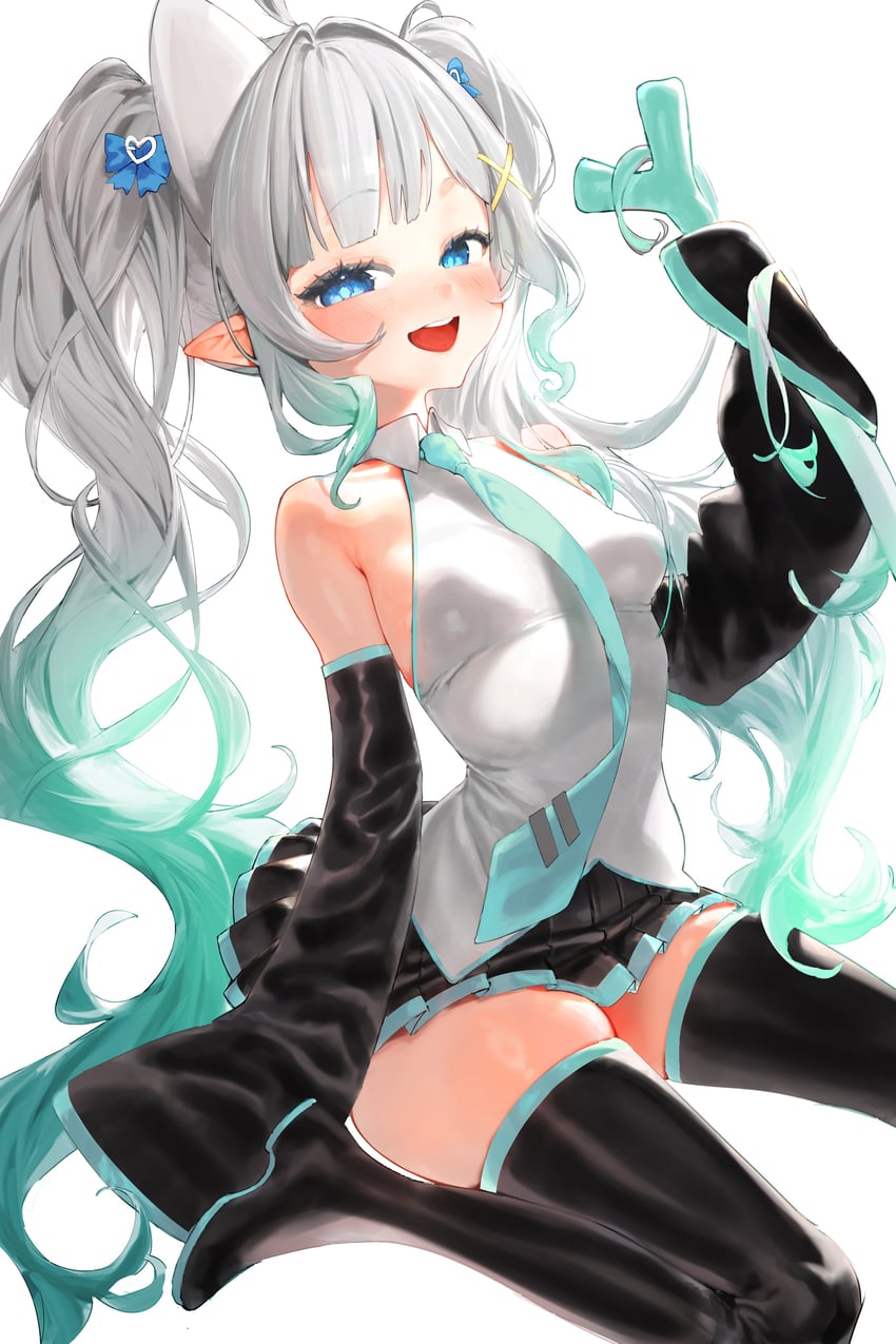 hatsune miku and mint fantome (vocaloid and 1 more) drawn by mila_(milaart12)