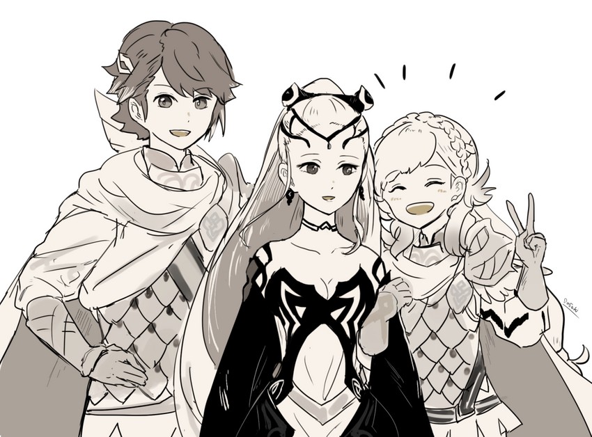 sharena, alfonse, and eir (fire emblem and 1 more) drawn by sasaki_(dkenpisss)