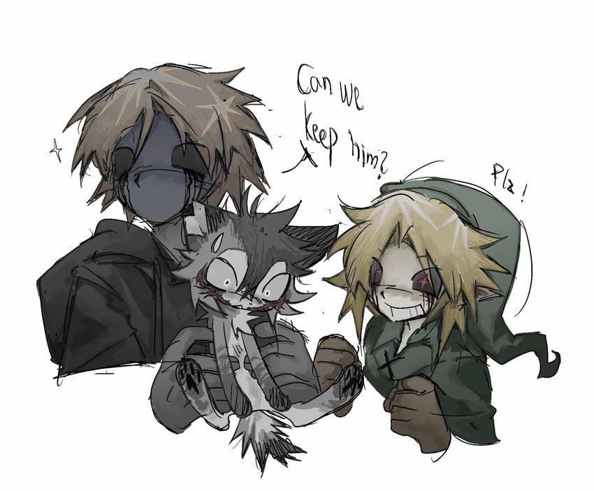 link, jeff the killer, ben drowned, and eyeless jack (the legend of zelda and 1 more) drawn by xiboliya_suanxing_shengwu
