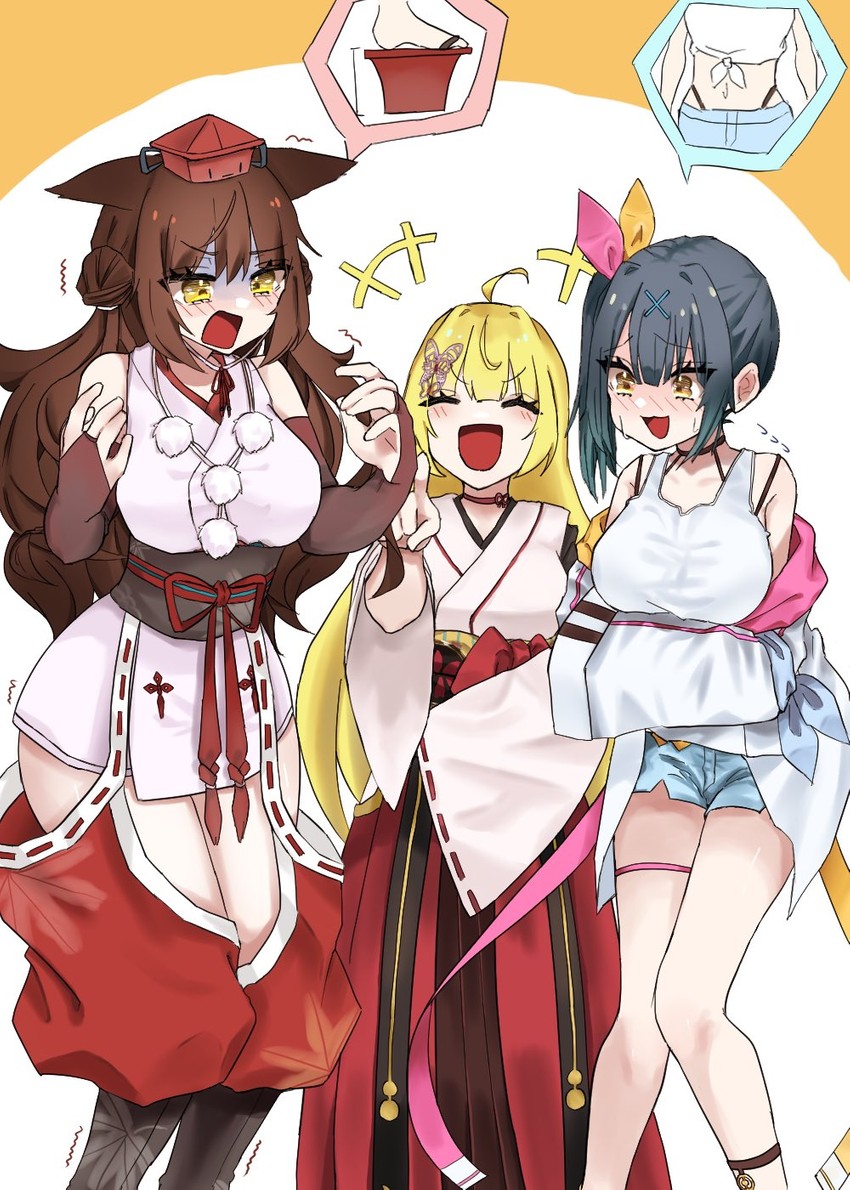 hoshikawa sara, yamagami karuta, and fumi (nijisanji) drawn by saten_(satellite_saten)