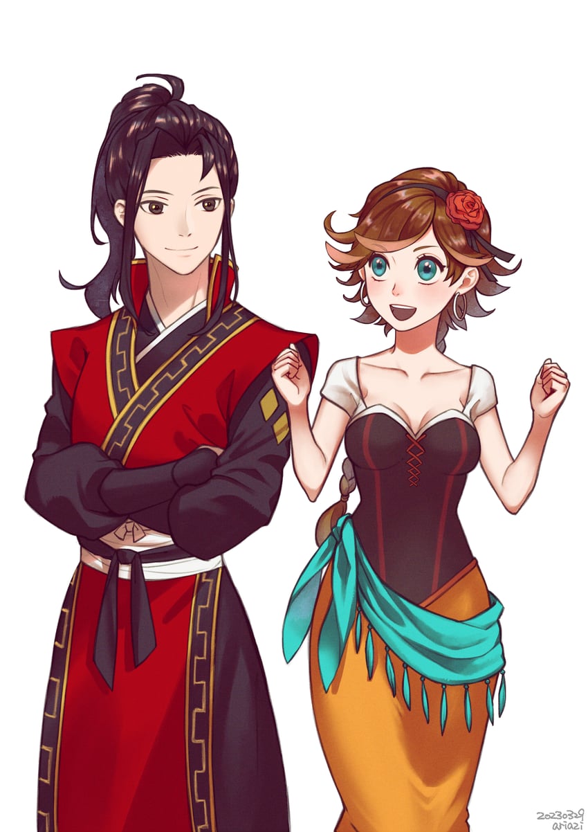 hikari ku and agnea bristarni (octopath traveler and 1 more) drawn by ariazi