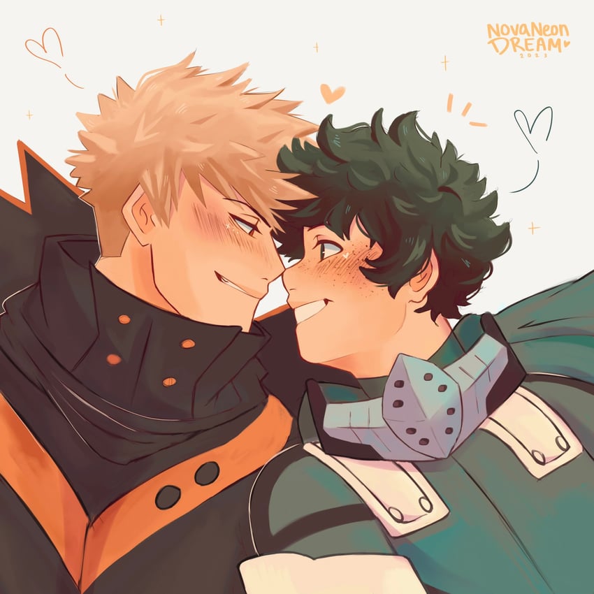 midoriya izuku and bakugou katsuki (boku no hero academia) drawn by novaneondream