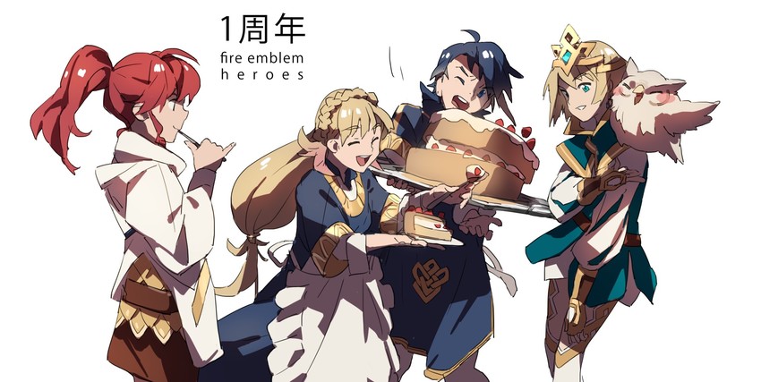 anna, sharena, fjorm, alfonse, and feh (fire emblem and 1 more) drawn by uwutz