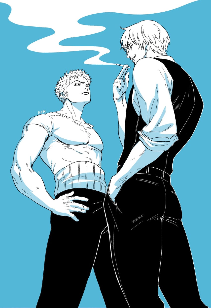 roronoa zoro and sanji (one piece) drawn by nok_(nok_1)