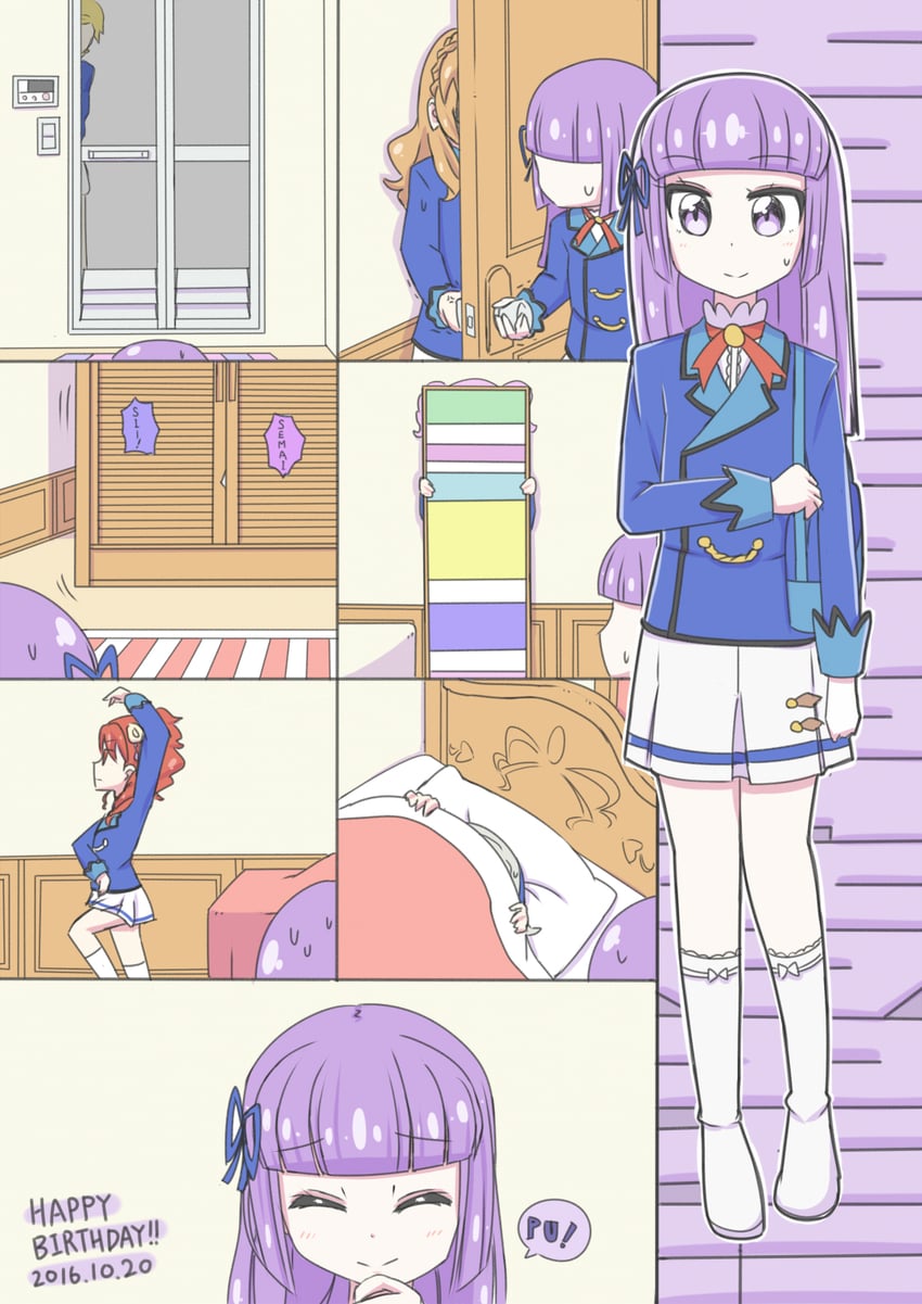 ozora akari, hikami sumire, amahane madoka, kurosawa rin, shinjo hinaki, and 1 more (aikatsu!) drawn by udonko0704