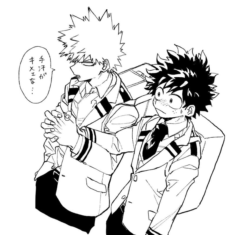 midoriya izuku and bakugou katsuki (boku no hero academia) drawn by setubigo