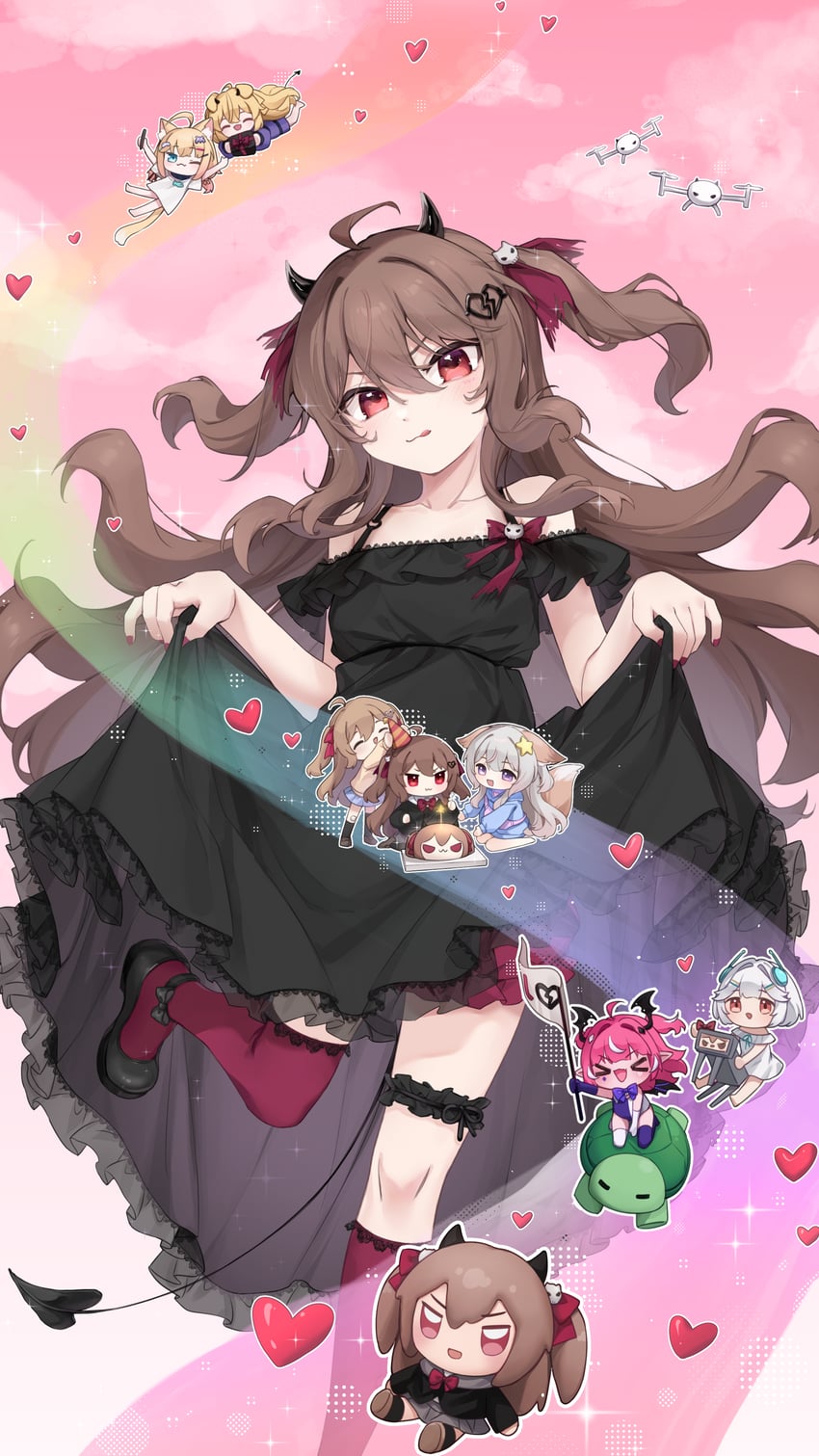neuro-sama, evil neuro-sama, annytf, vedal987, camila, and 4 more (indie virtual youtuber and 1 more) drawn by tanoki233
