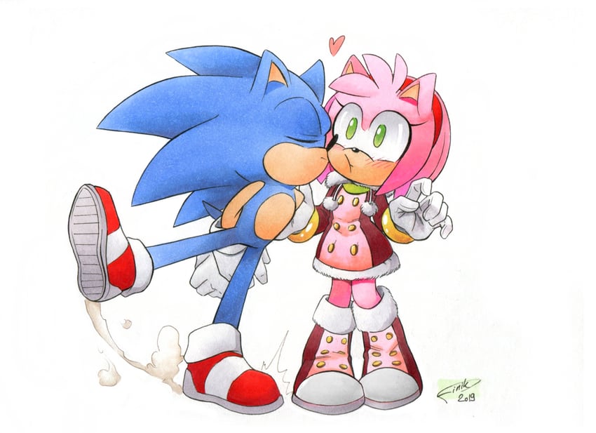 sonic the hedgehog and amy rose (sonic) drawn by finik