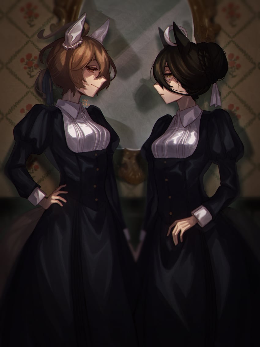 agnes tachyon and manhattan cafe (umamusume) drawn by mujintou_png