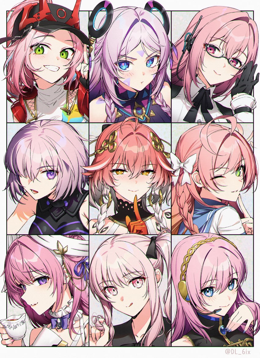 mash kyrielight, megurine luka, hanako, tsukishiro yanagi, changli, and 4 more (fate and 11 more) drawn by dl_(dl_6ix)