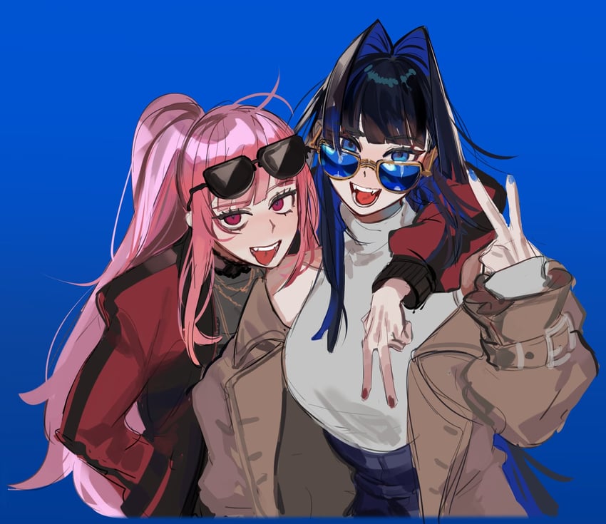 mori calliope and ouro kronii (hololive and 1 more) drawn by eus_ing