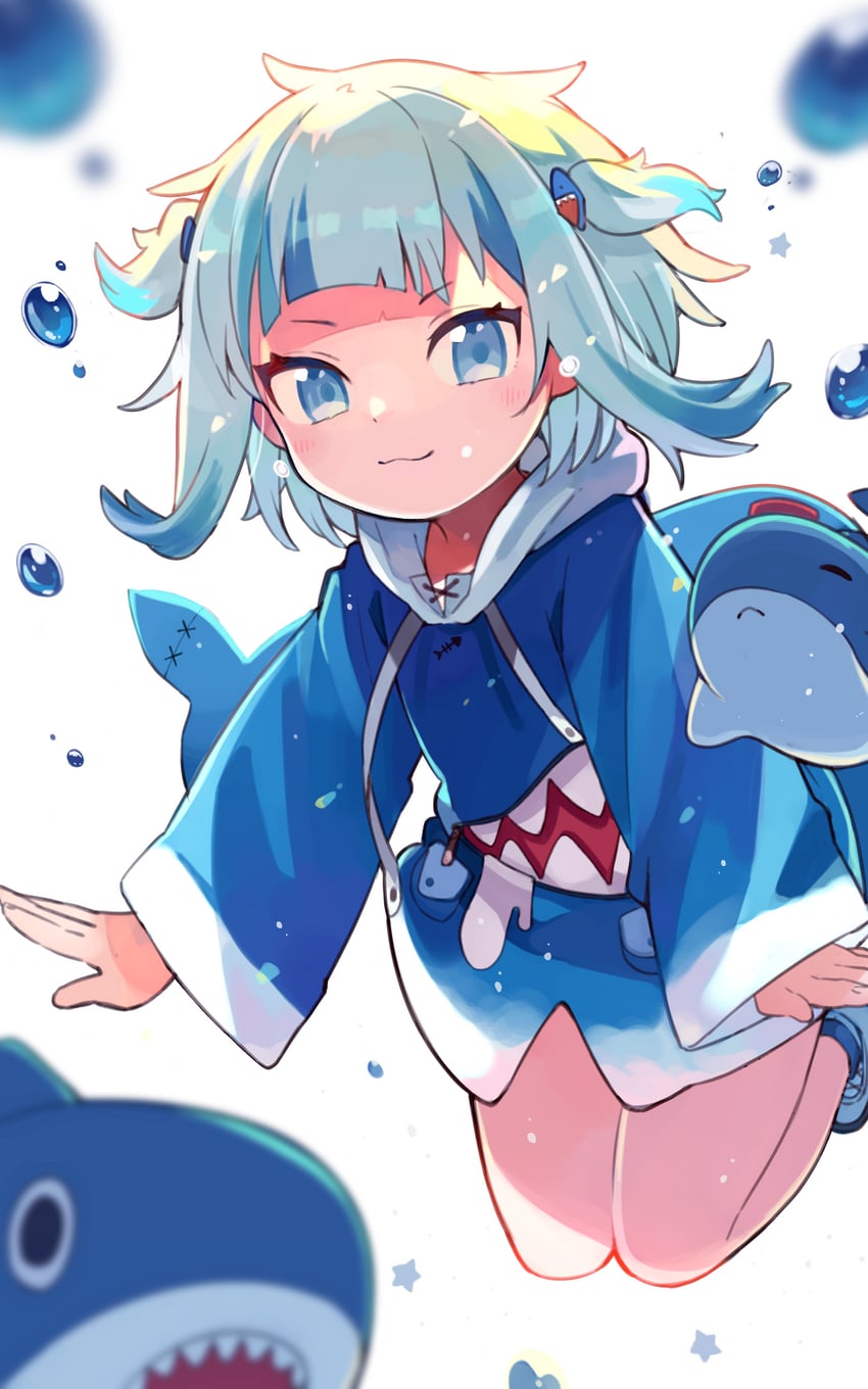 gawr gura and bloop (hololive and 1 more) drawn by namo_(goodbyetears)