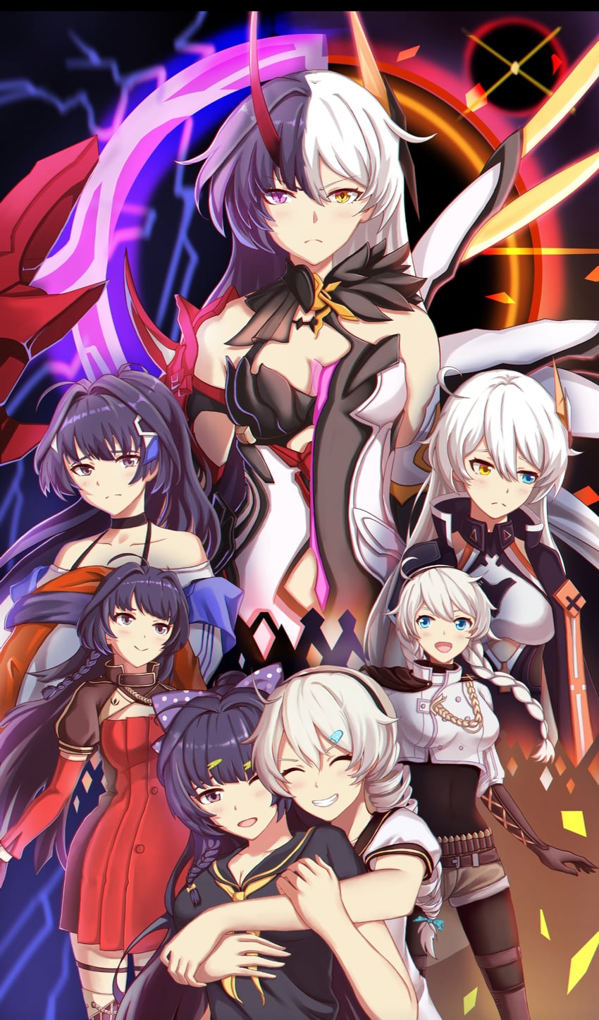 kiana kaslana and raiden mei (honkai and 1 more) drawn by sylnice