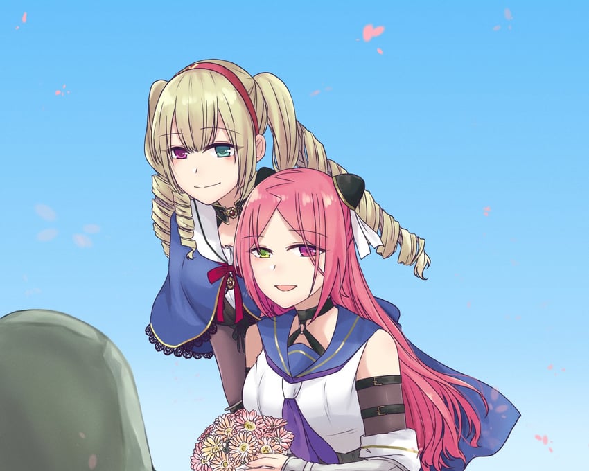 shiba tomoshibi and komai sumire (assault lily) drawn by nigari_(ngari_0115)