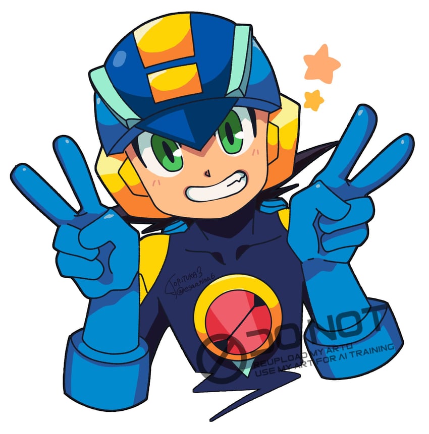 megaman.exe (mega man and 1 more) drawn by egao_nina6