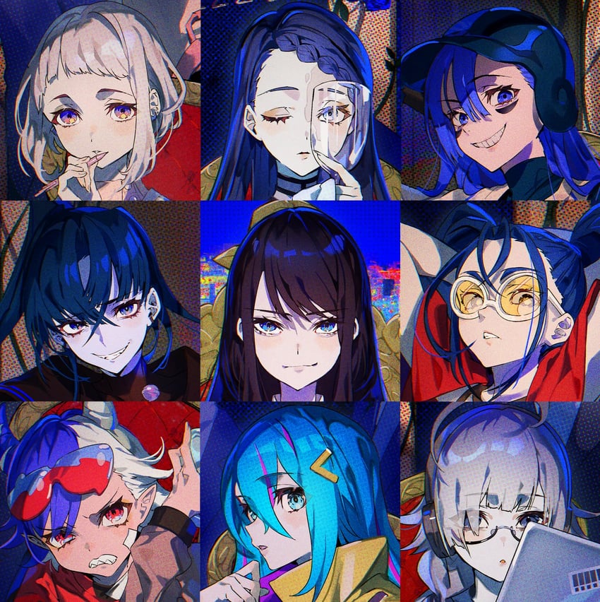 chando, naima, merry, gira-gira-chan, odo-chan, and 1 more (ado and 6 more) drawn by mika_pikazo