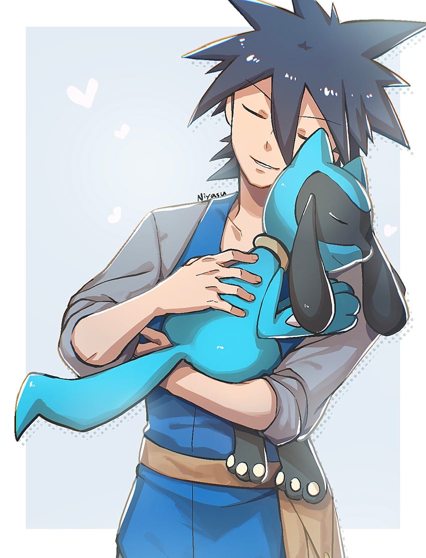 riolu and sir aaron (pokemon and 2 more) drawn by niyasu