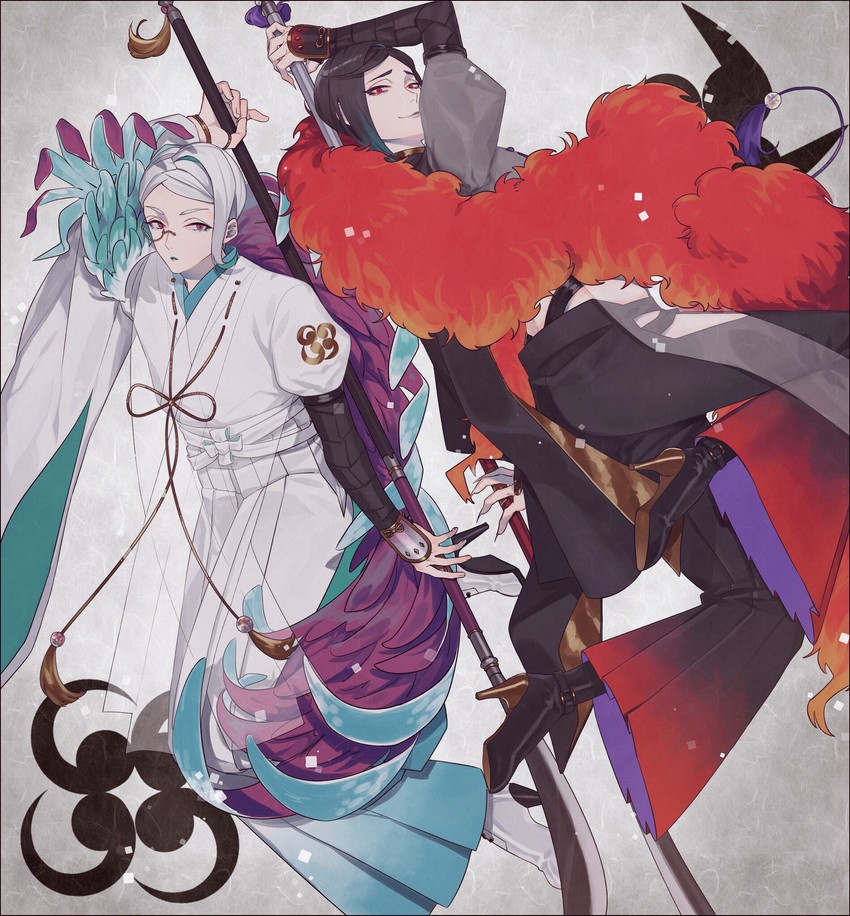 tomoegata naginata and shizukagata naginata (touken ranbu) drawn by yamada_chickenko