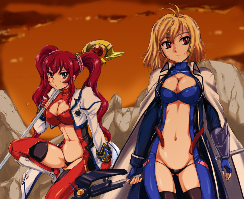 fate testarossa, takamachi nanoha, raising heart, bardiche, mizuki nana, and 3 more (lyrical nanoha and 1 more) drawn by wan'yan_aguda