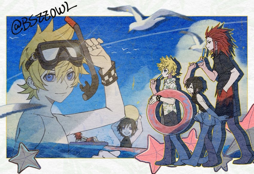 roxas, xion, and lea (kingdom hearts and 1 more) drawn by keiichi_fujimaru_(bszzowl)