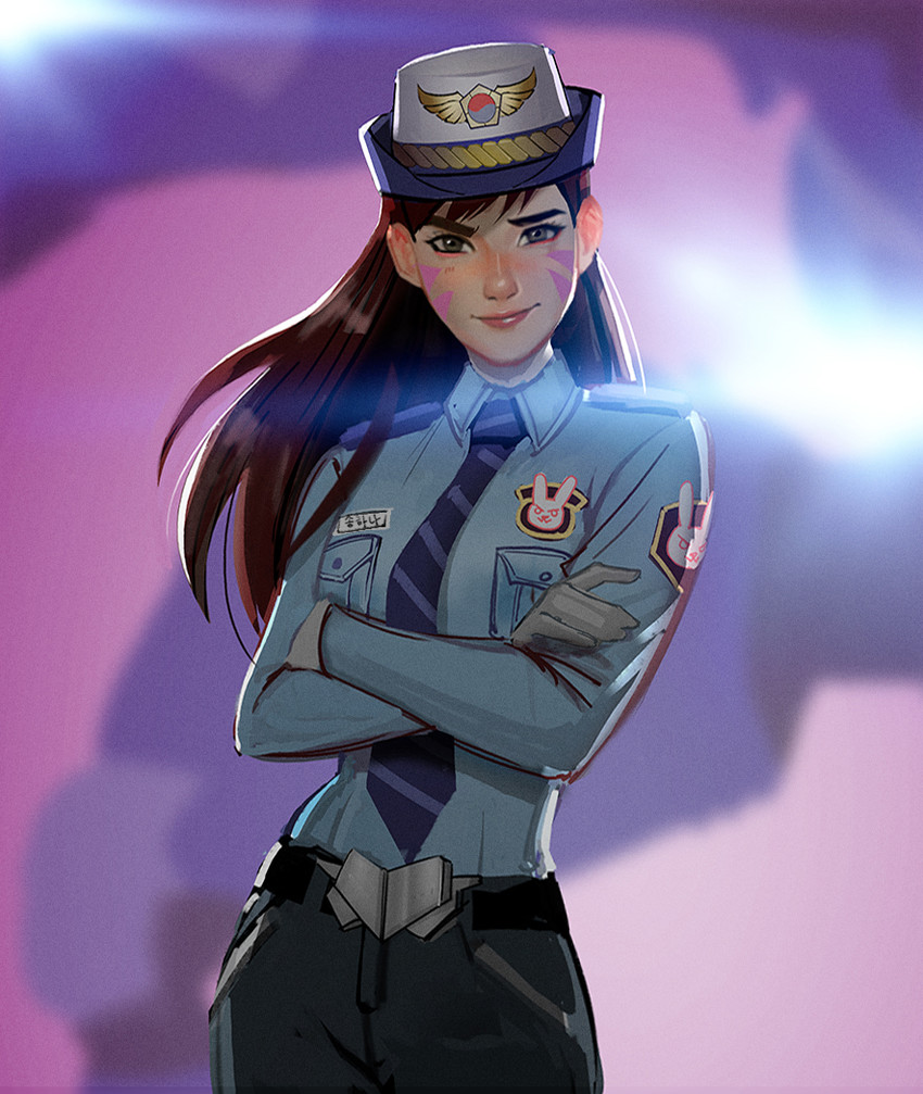 d.va and officer d.va (overwatch and 1 more) drawn by mistermagnolia