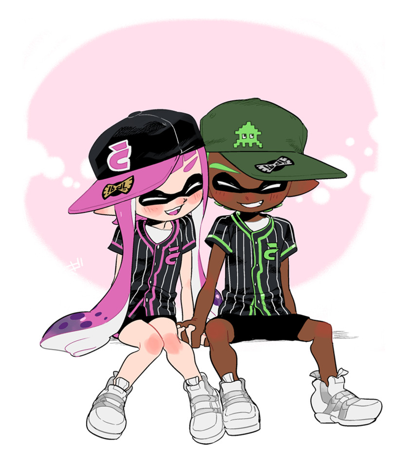 inkling player character, inkling girl, and inkling boy (splatoon) drawn by hakinikui_kutsu_no_mise