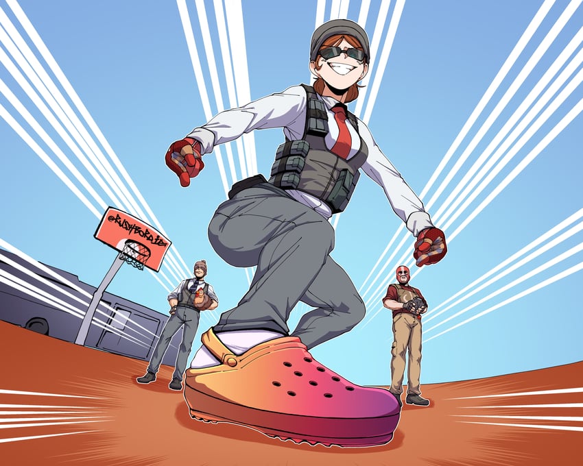 slingshot, number k, and getaway sally (counter-strike and 1 more) drawn by hugo_(rushbordie)
