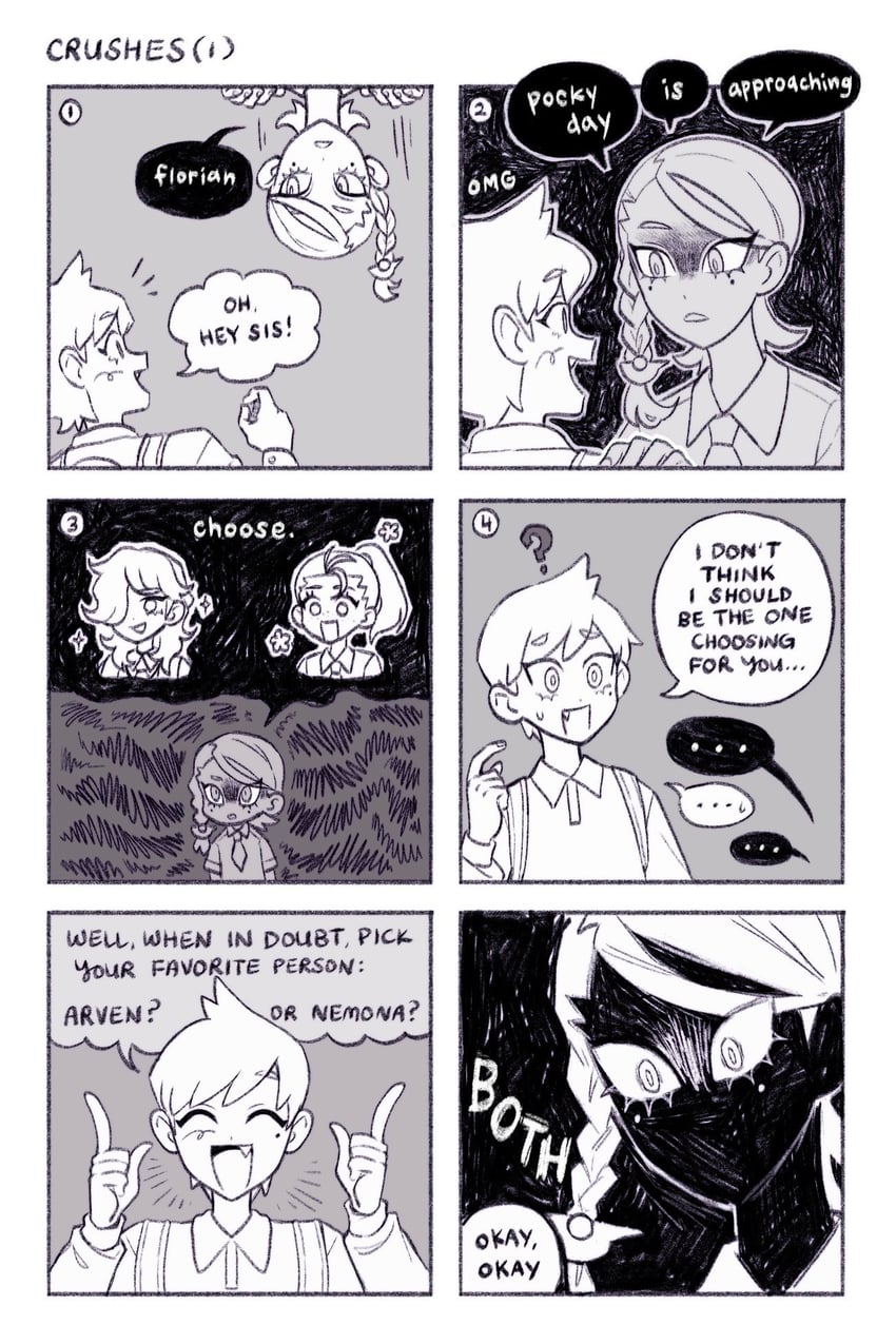 juliana, florian, nemona, and arven (pokemon and 1 more) drawn by submashell