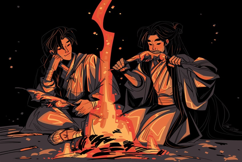 xie lian, hua cheng, and san lang (tianguan cifu) drawn by fmd