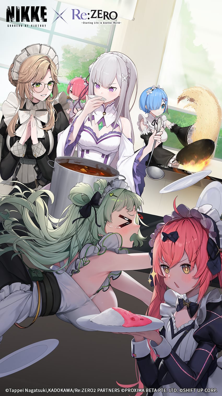 rem, emilia, ram, soda, ade, and 1 more (goddess of victory: nikke and 1 more)
