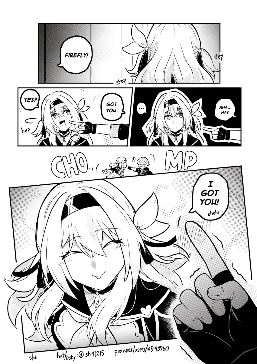 trailblazer, firefly, and caelus (honkai and 1 more) drawn by shi_(shi4557)