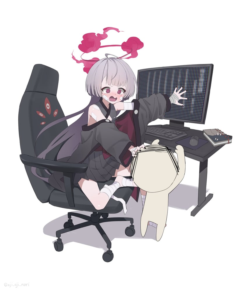 sensei, doodle sensei, and shuro (blue archive) drawn by aji_aji_nori