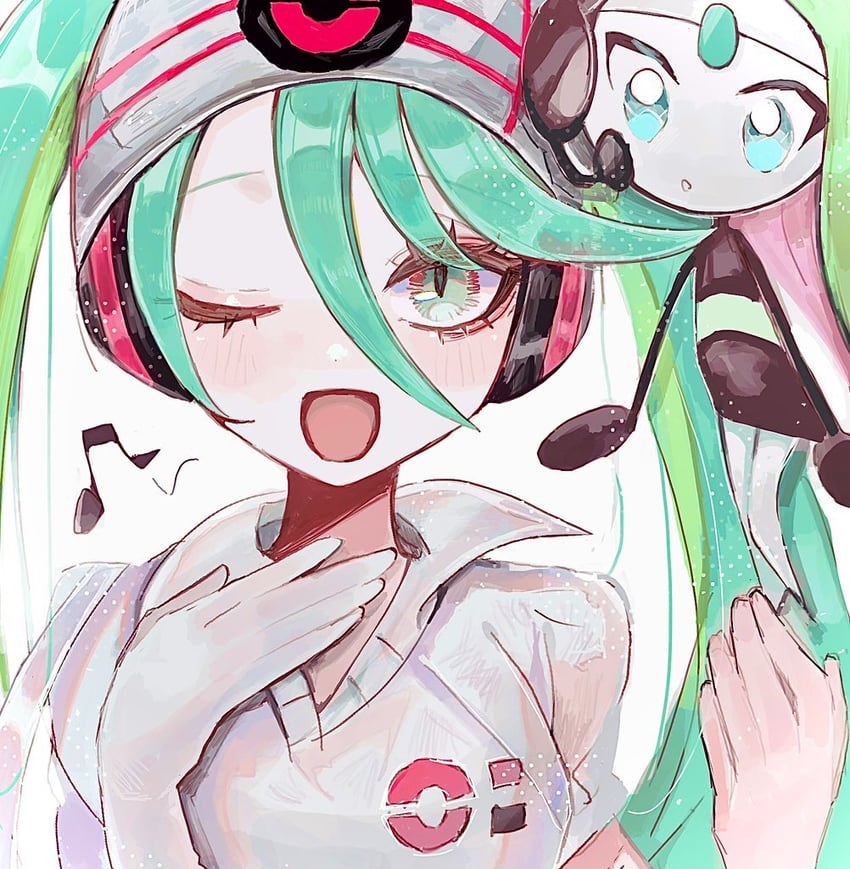 hatsune miku, meloetta, and psychic miku (pokemon and 2 more) drawn by naruse_(nal1525)
