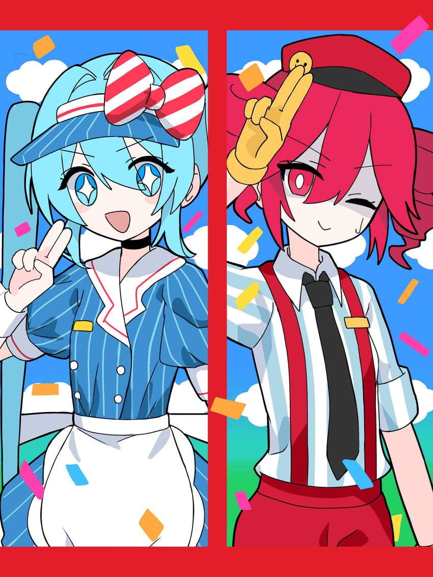 hatsune miku and kasane teto (vocaloid and 2 more) drawn by tomatomato13136