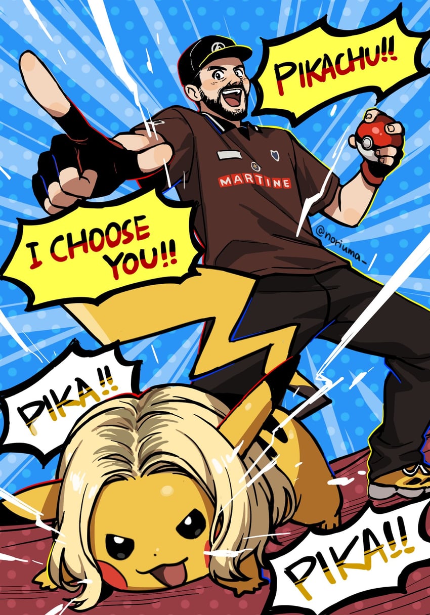 pikachu, emily armstrong, and michael kenji shinoda (pokemon and 2 more) drawn by noriuma