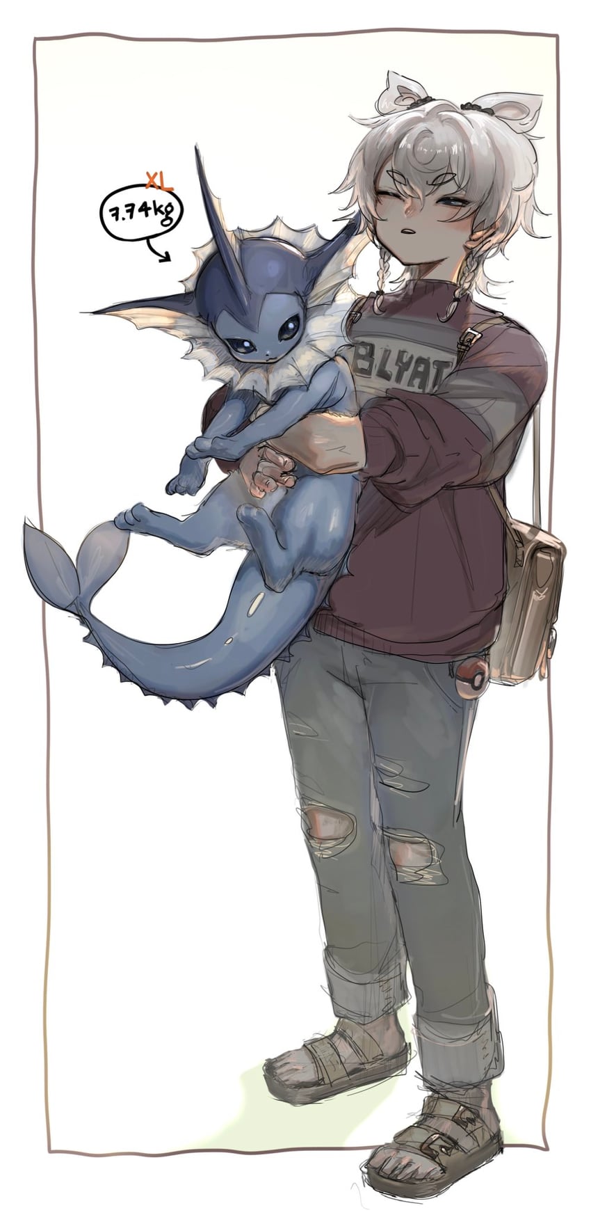 vaporeon (original and 1 more) drawn by lalalolily