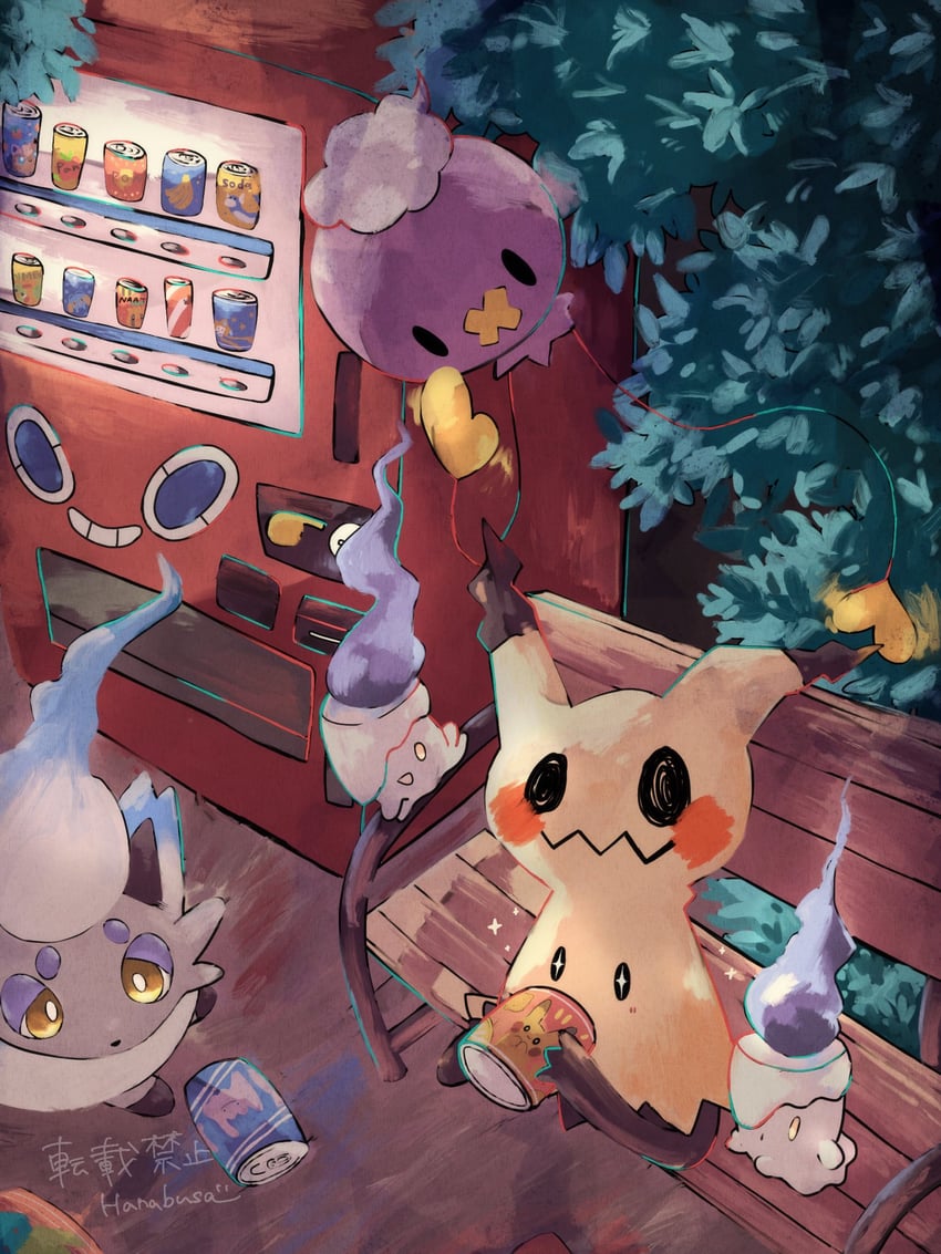 rotom, mimikyu, litwick, drifloon, and hisuian zorua (pokemon) drawn by hanabusaoekaki
