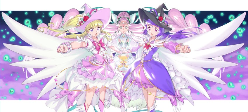 asahina mirai, izayoi liko, hanami kotoha, and mofurun (precure and 1 more) drawn by murakami_hisashi