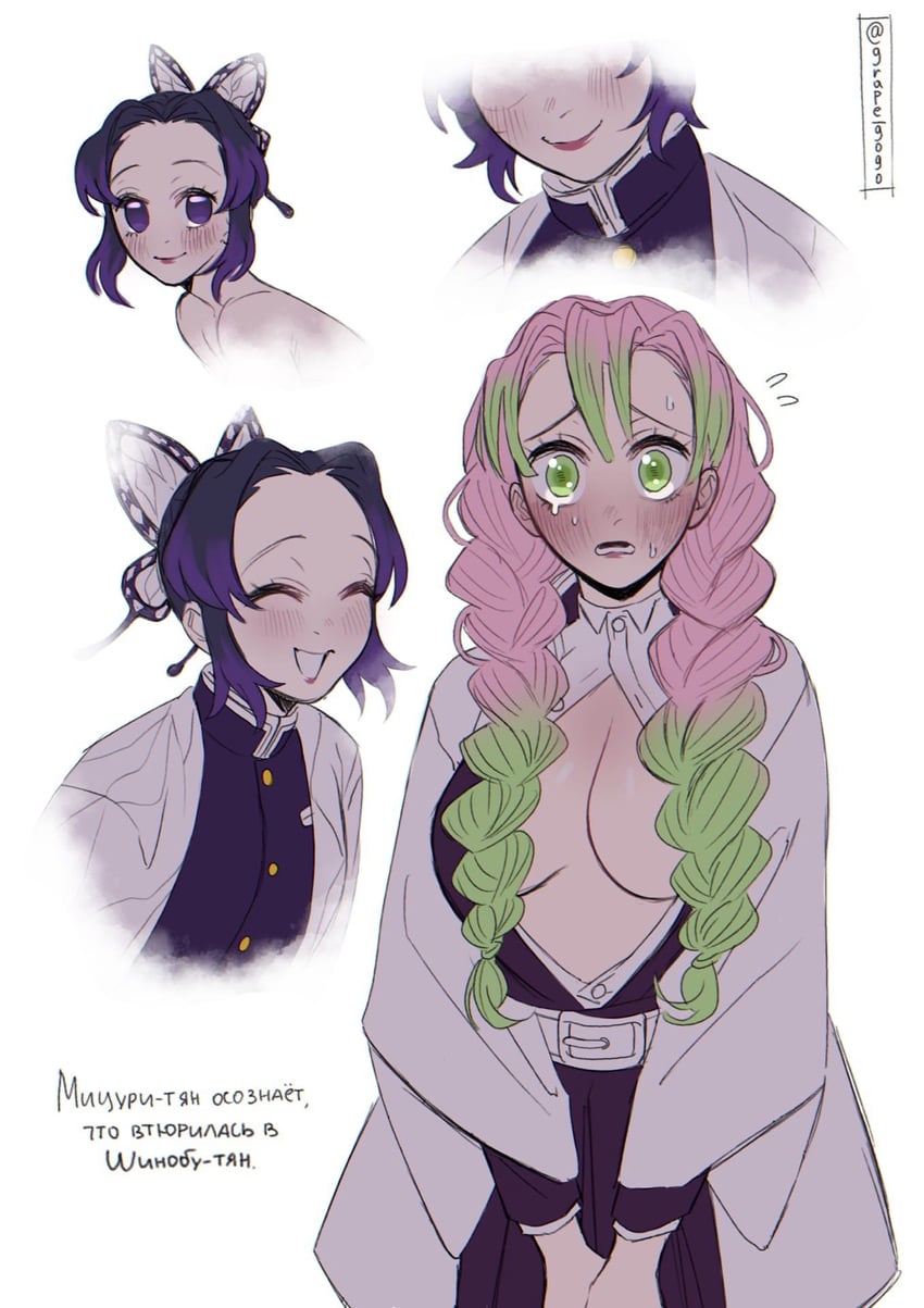 kochou shinobu and kanroji mitsuri (kimetsu no yaiba) drawn by grape_gogo