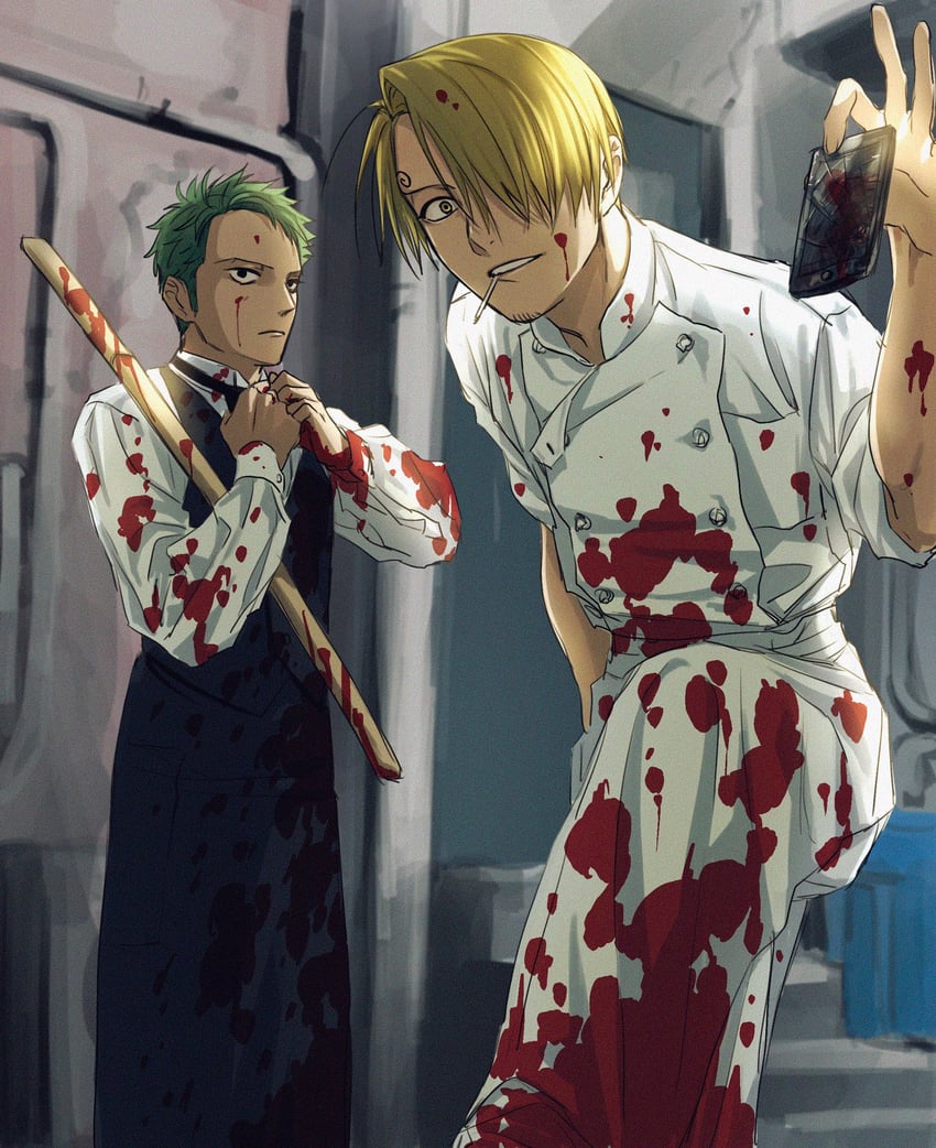 roronoa zoro and sanji (one piece) drawn by urasanmyaku