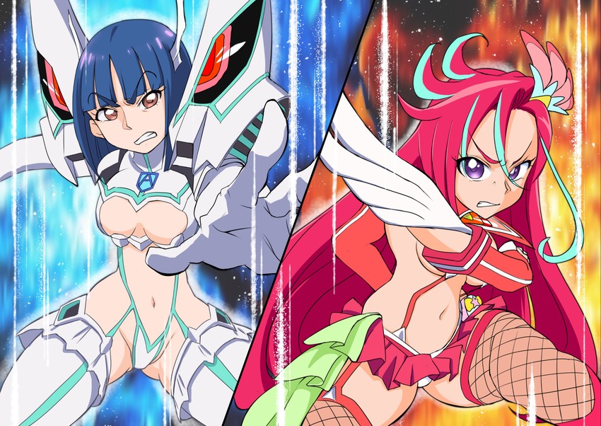 matoi ryuuko, kiryuuin satsuki, takizawa asuka, cure flamingo, and shiratori yuriko (precure and 2 more) drawn by inemuri_nuko
