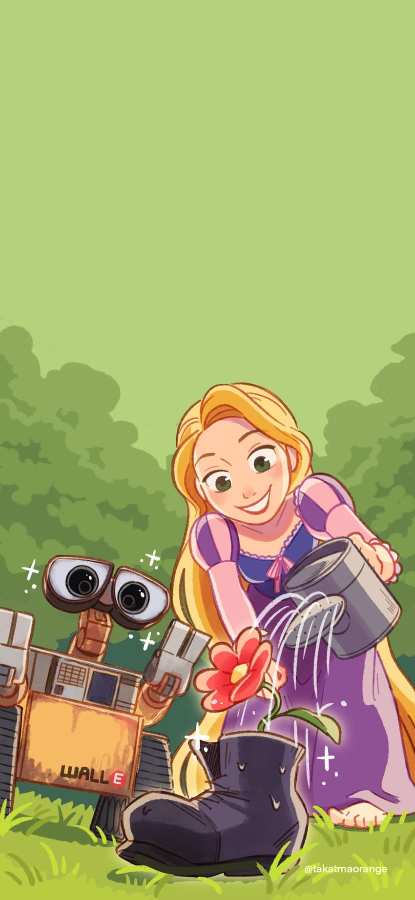 rapunzel and wall-e (disney and 2 more) drawn by takatmaorange