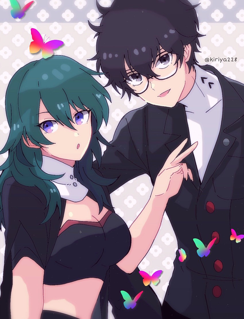 female byleth and amamiya ren (fire emblem and 4 more) drawn by kiriya_(552260)