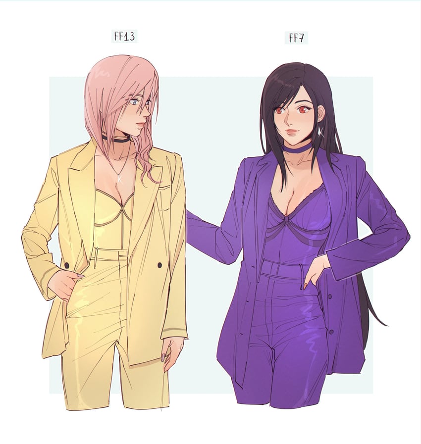 tifa lockhart and lightning farron (final fantasy and 2 more) drawn by pudelmudel