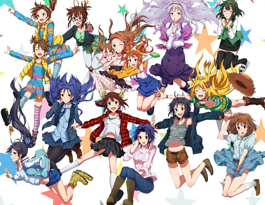 hoshii miki, kisaragi chihaya, amami haruka, kikuchi makoto, shijou takane, and 10 more (idolmaster) drawn by ryouma_(galley)