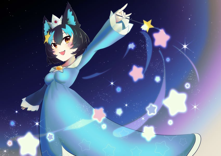 rosalina and wolfka (indie virtual youtuber and 2 more) drawn by kittyriko23