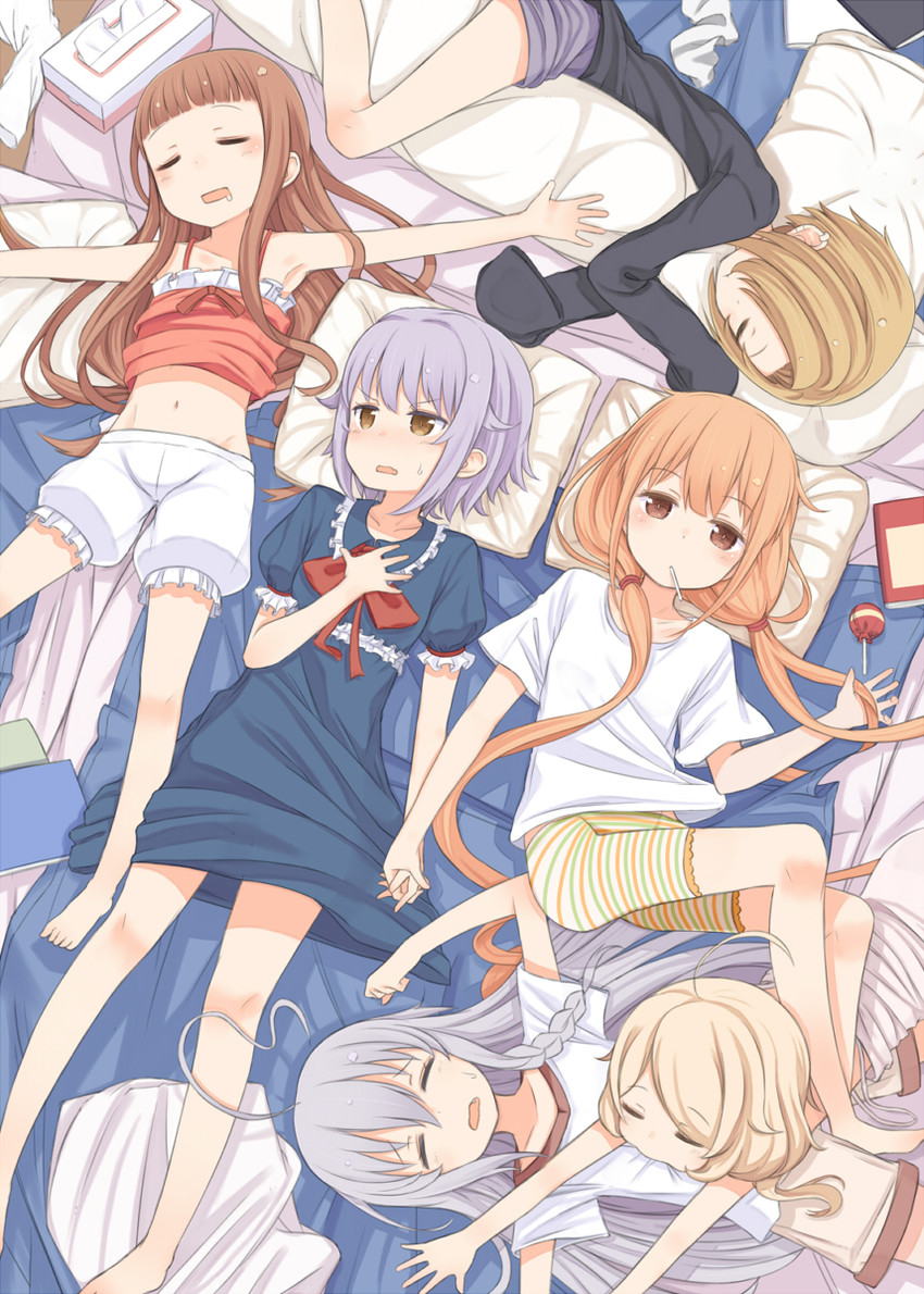 shirasaka koume, futaba anzu, koshimizu sachiko, hoshi syoko, ichihara nina, and 1 more (idolmaster and 1 more) drawn by gamuo