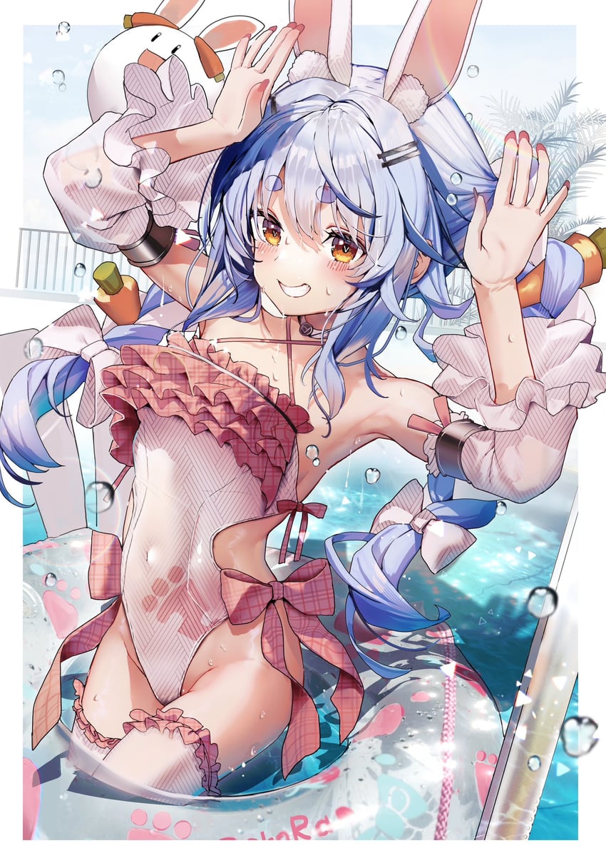 usada pekora and pekomon (hololive) drawn by haruhina_purple