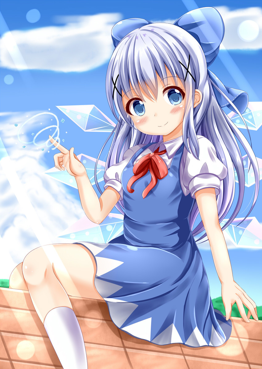 cirno and kafuu chino (touhou and 1 more) drawn by xenon_(for_achieve)